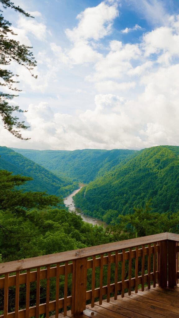 view of valley from above on viewing platform