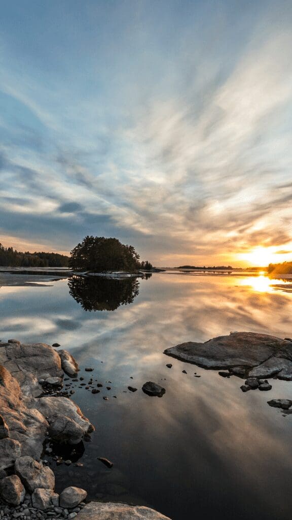 view of sunset on the water