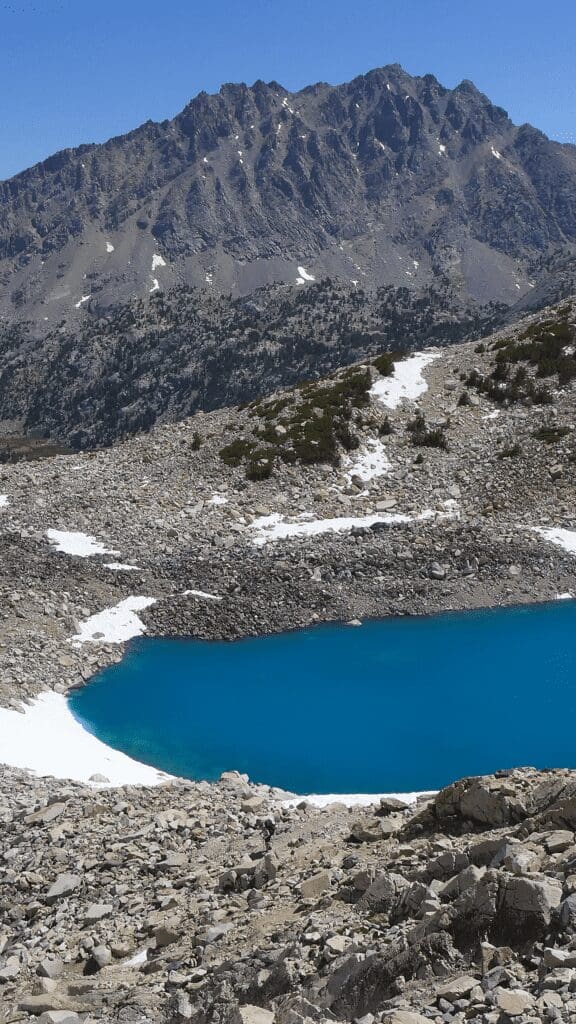 view from above of lake and area