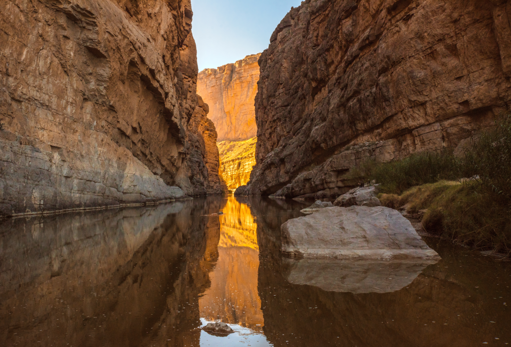 view of the river going through santa elena canyon