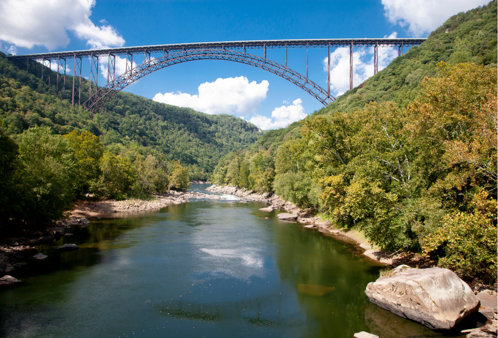 view of the bridge and water of the river
