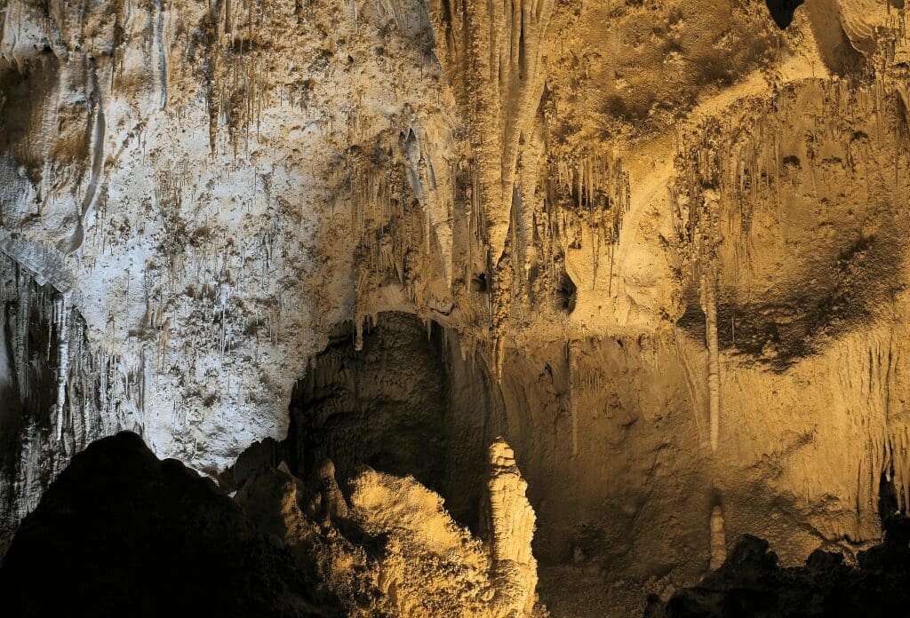 a view from inside the cave