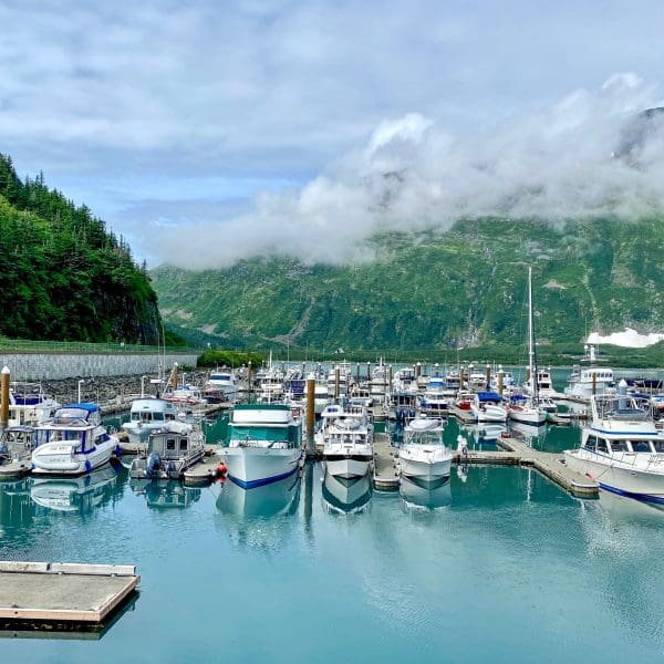 boats in harbor near Anchorage, alaska