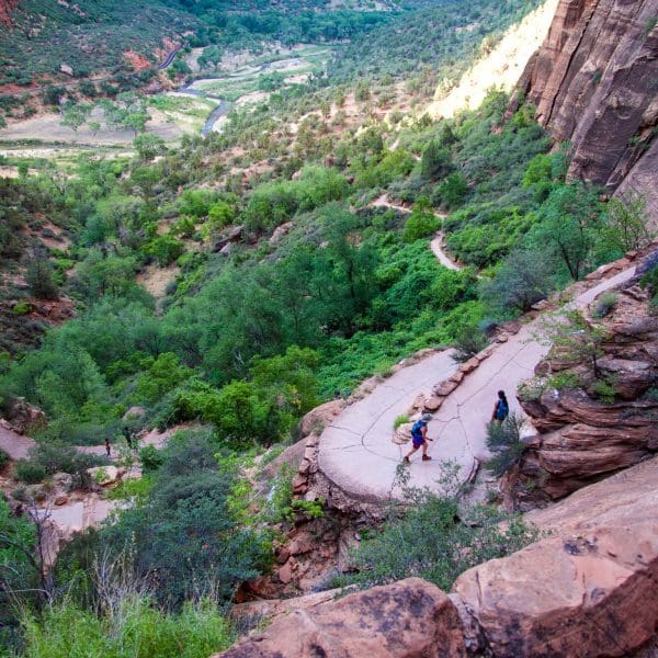 Zion National Park from above on a hiking trail