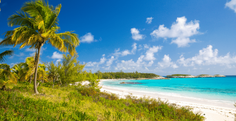 secluded beach in the Bahamas
