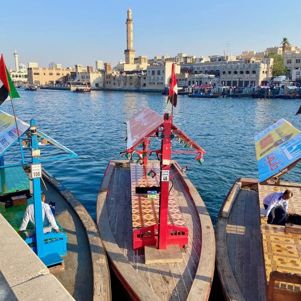 Boats with Dubai in background