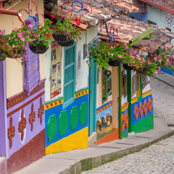 colorful colombian houses in colombia Guatape