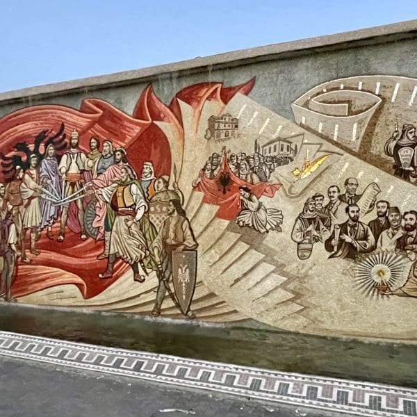 Historical painting on side of building
