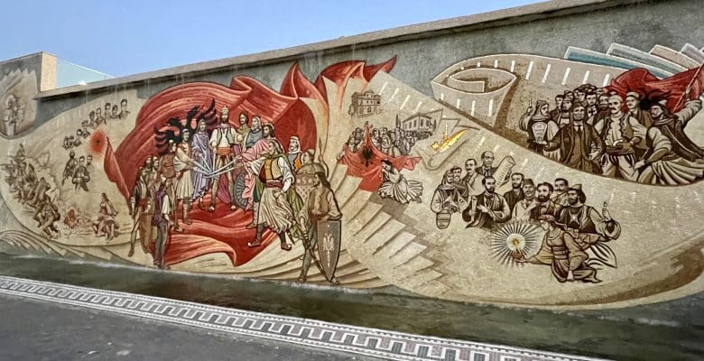 Historical painting on side of building