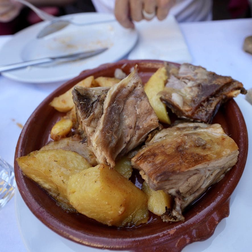 dish with pork and potatoes