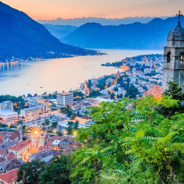 A view from the castle looking down on the city of Kotor.