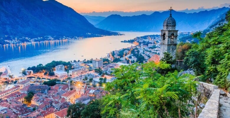 A view from the castle looking down on the city of Kotor.