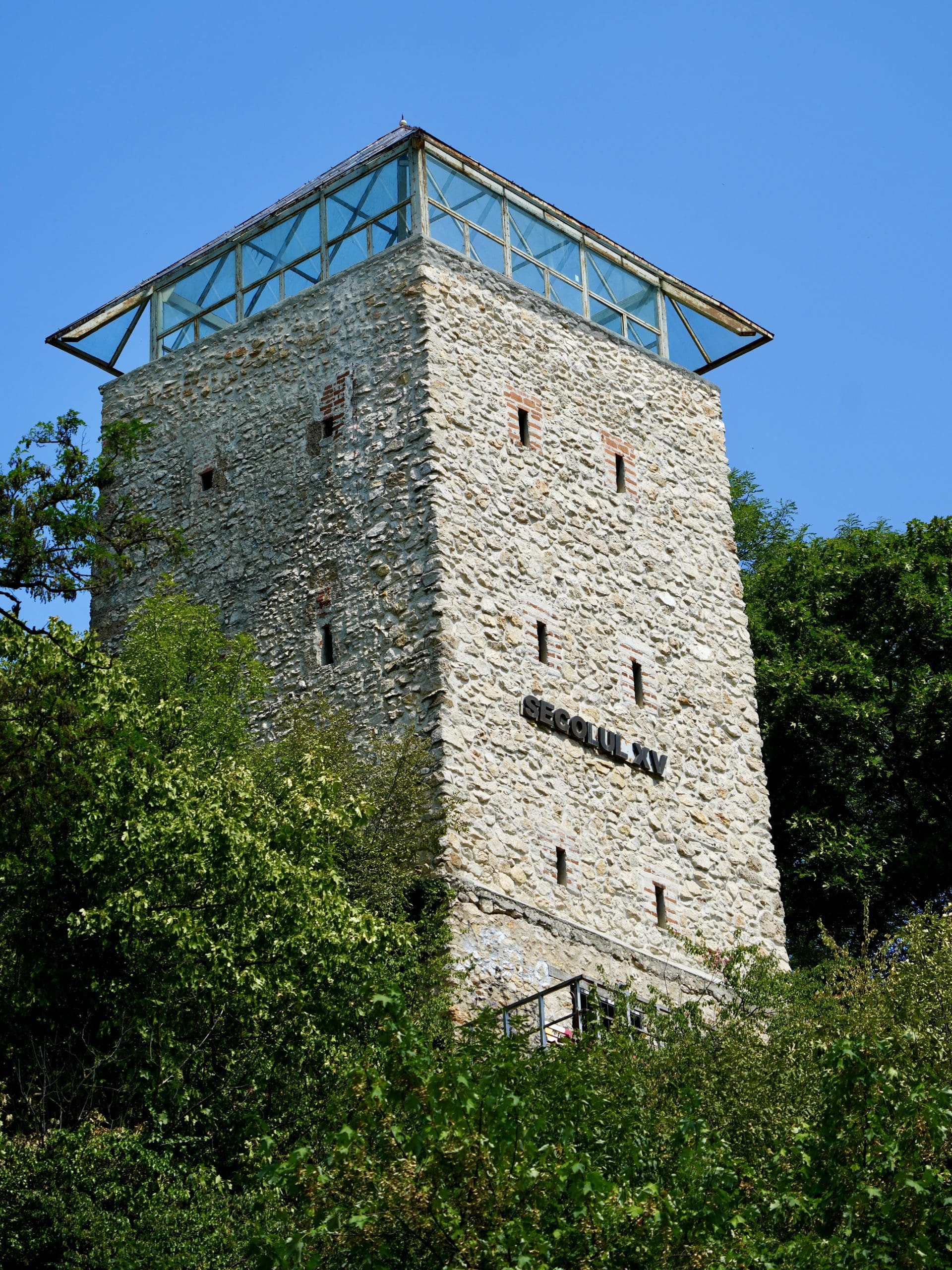 white rock tower that is square