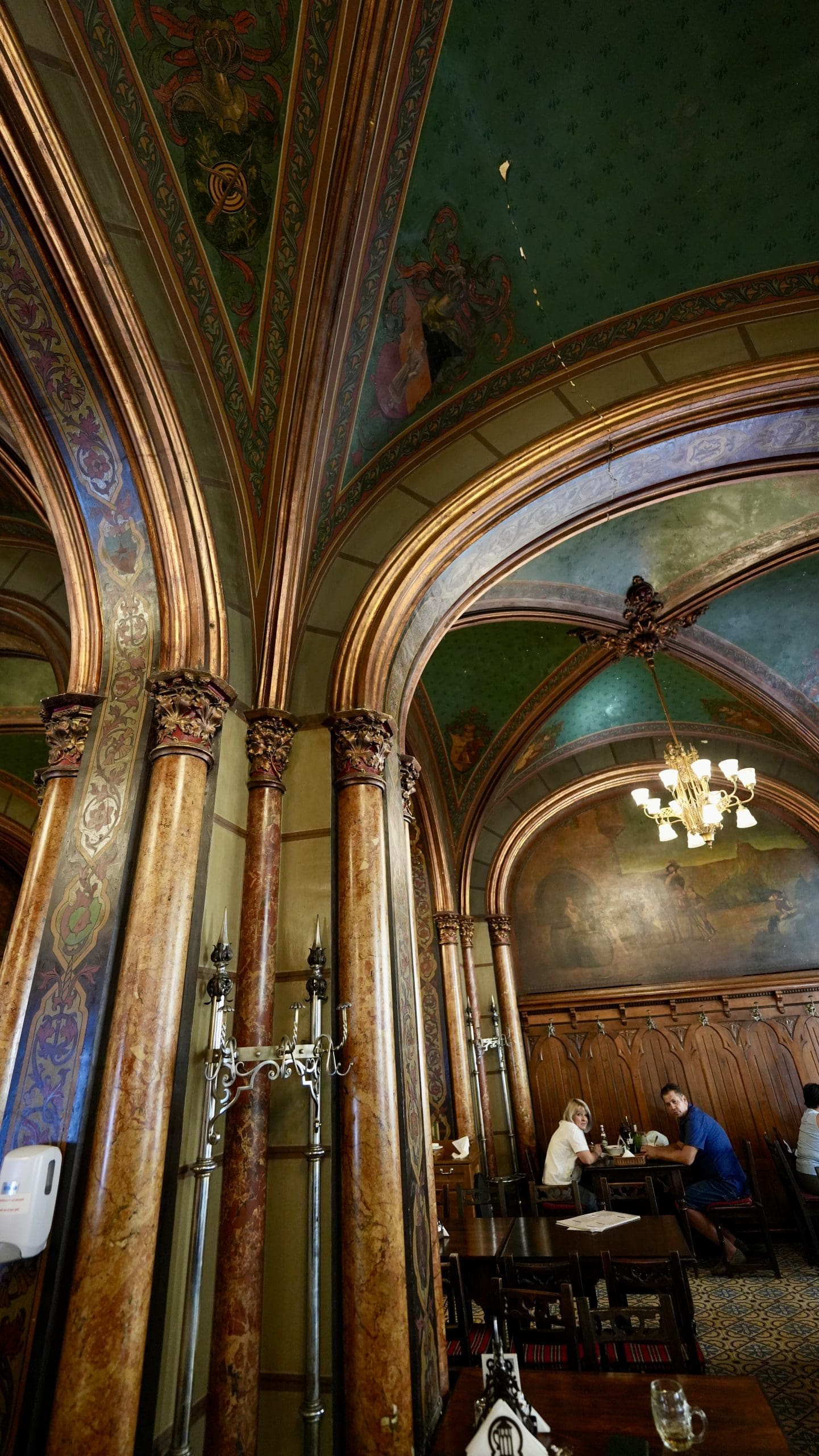 the walls of restaurant with arches and detail