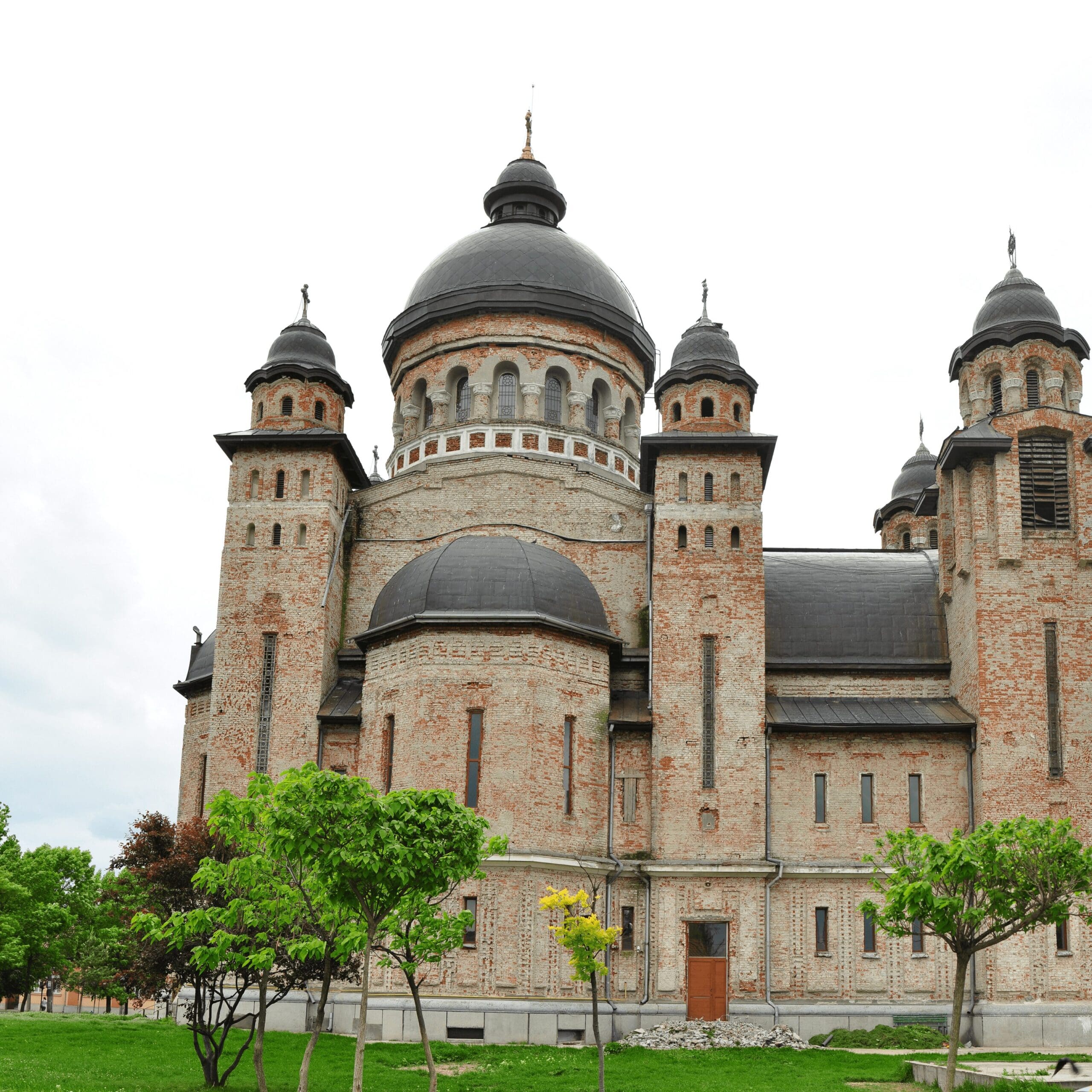 church with rounded spires on top