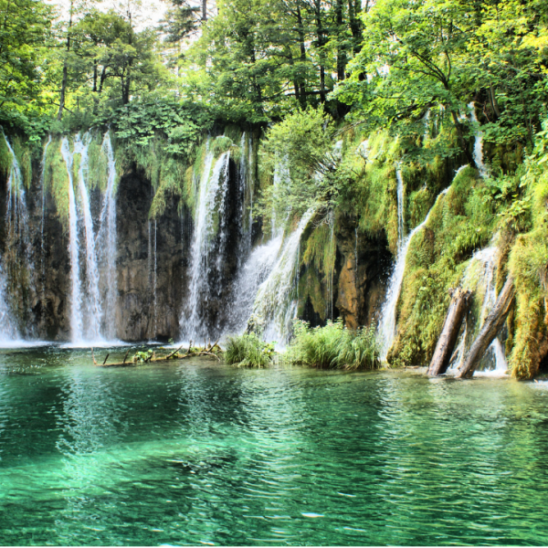 Waterfalls with turquoise water