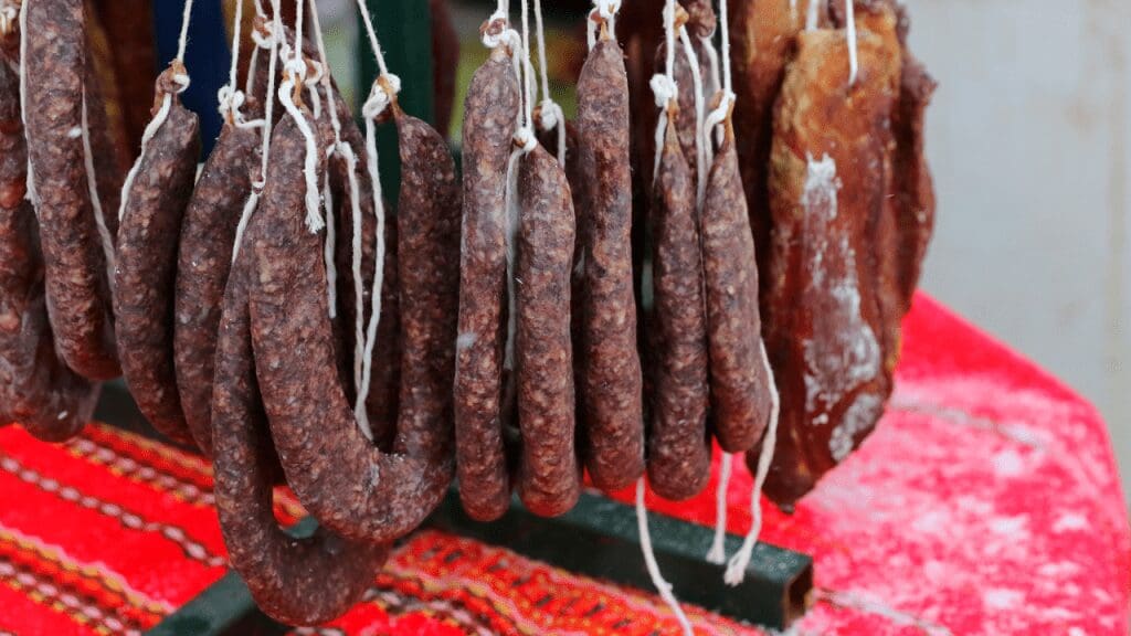 hanging sausages