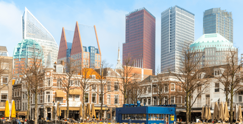 Modern buildings and skyline view of The Hague in the Netherlands