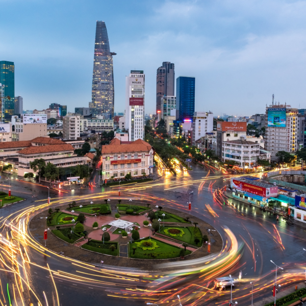 downtown ckyline of Ho Chi Minh City in Vietnam