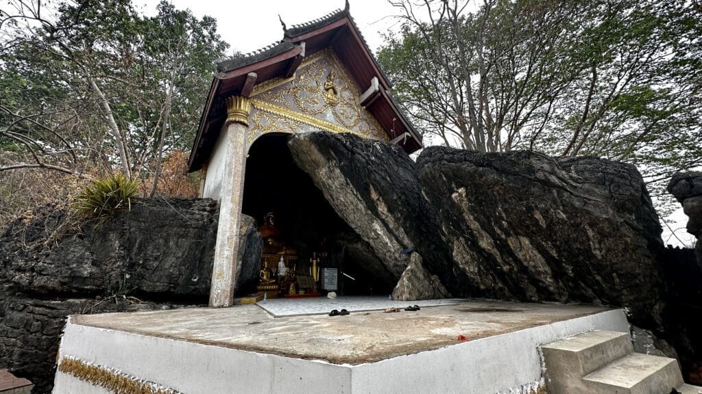 Temple inside a rocky area in Luang Prabang Laos