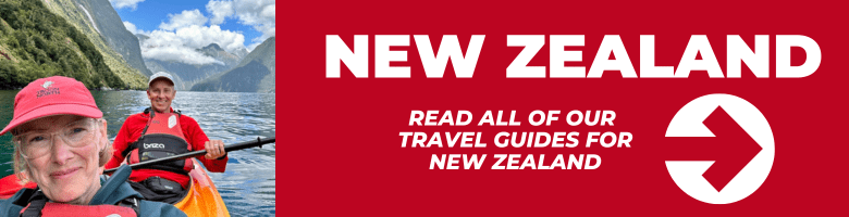 A block with an arrow to see all our New Zealand Travel Guides.