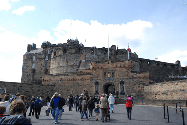 A view walking up to Edinburgh Castle