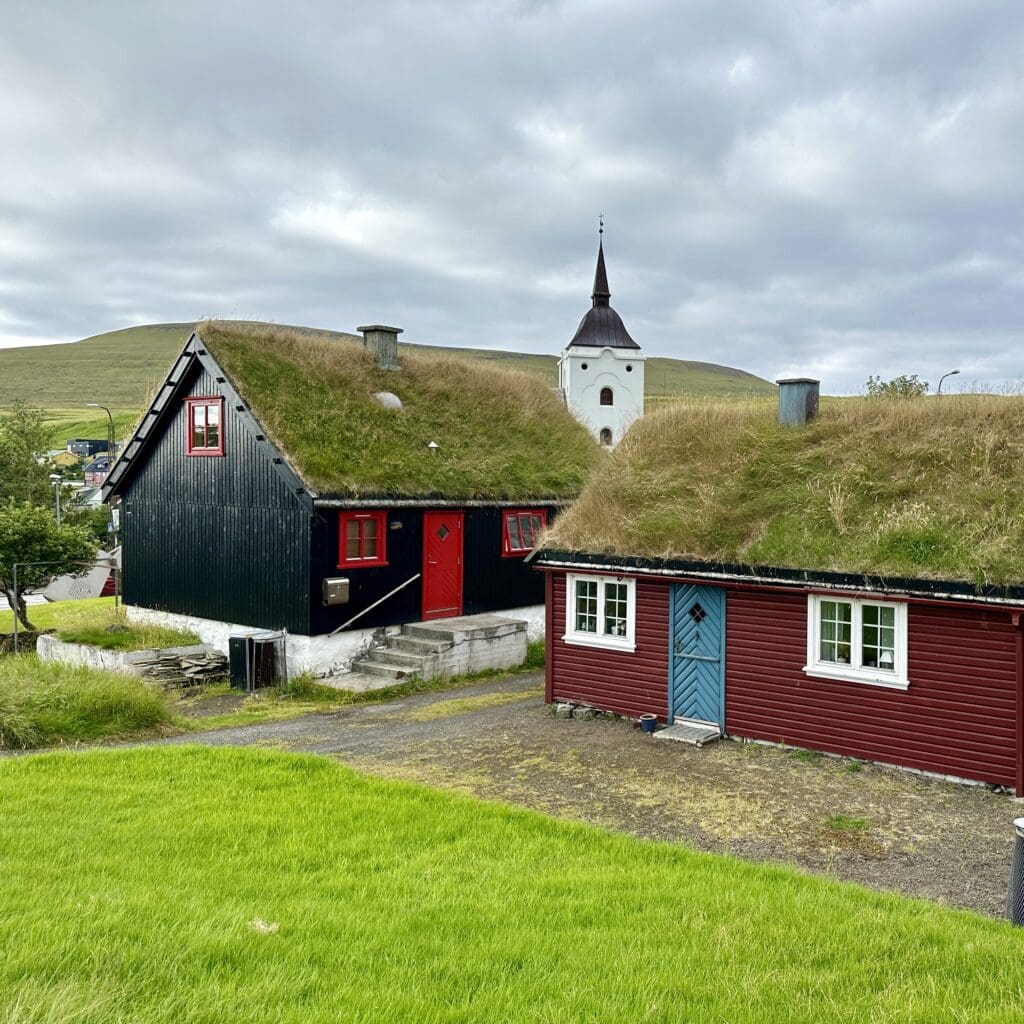 a house with a grass roof in the Faroe Islands