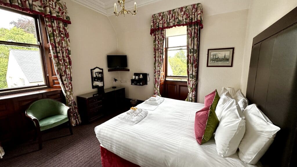 our hotel room at the Inverness Lochardil House in Inverness Scotland