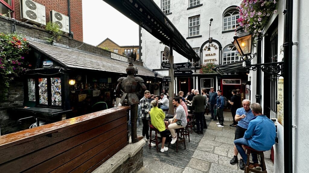 Outside courtyard area of an old pub in Dublin Ireland