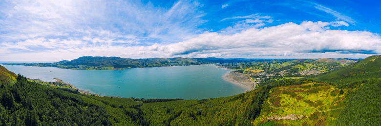 Scenic area of lakes and hills near Belfast Ireland