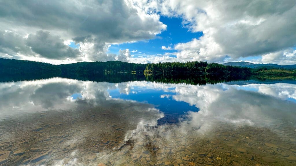 lake and hills in Loch Lomond National Park in Scotland