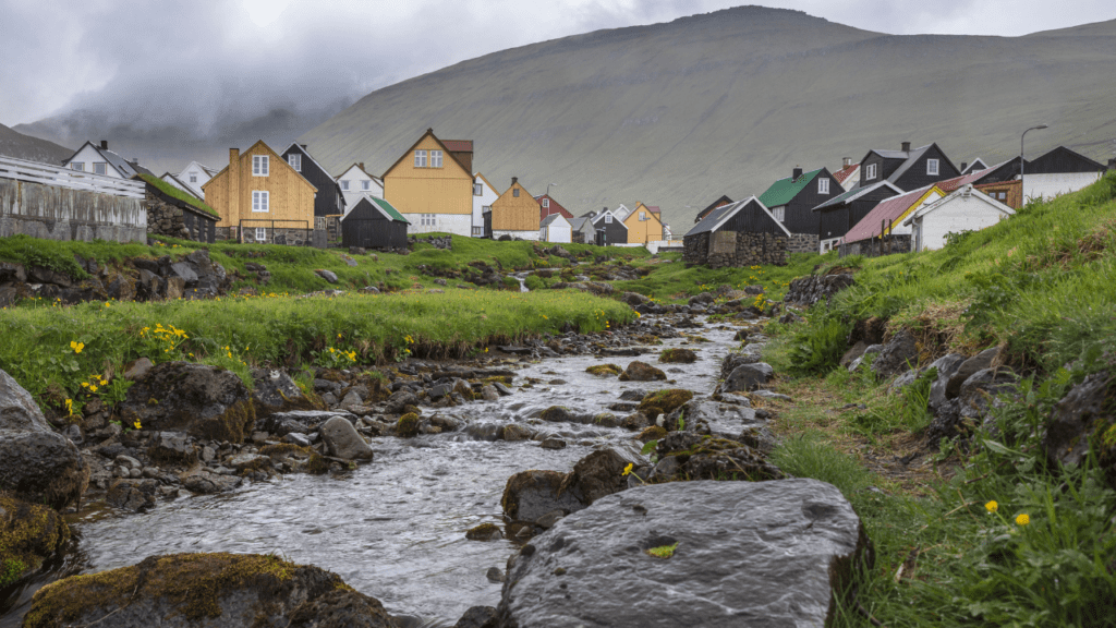 a small village with colorful houses in the Faroe Islands