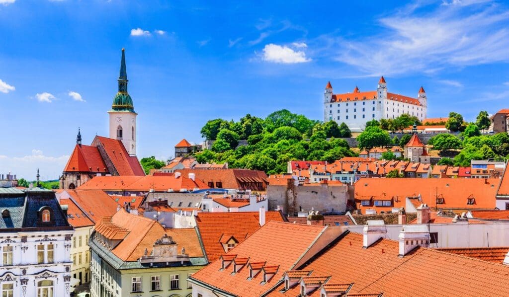 buildings and church in Bratislava Slovakia