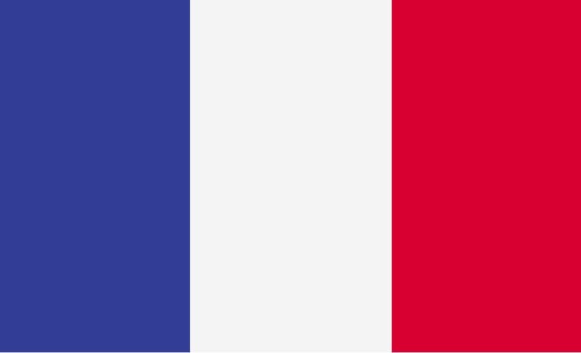 A red, white, and blue flag with vertical stripes.