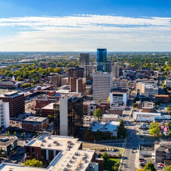 An aerial view of the Lexington, Kentucky.