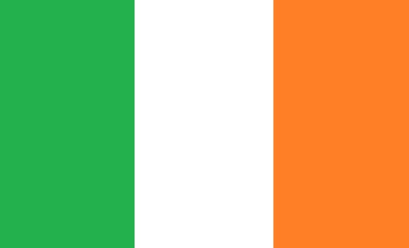 a three stripe flag with green, white, and orange vertical stripes.