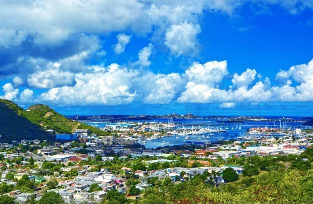a view of the island and water.