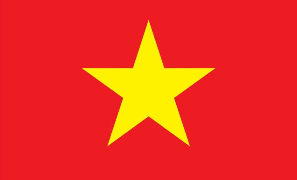 a red flag with yellow star
