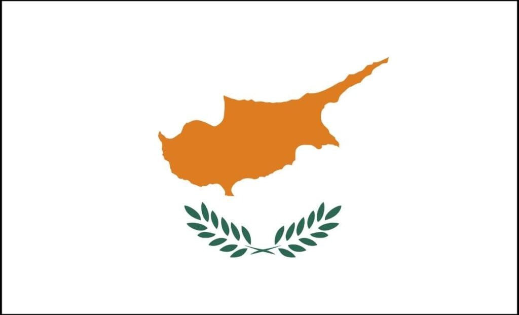 White flag with gold map of country