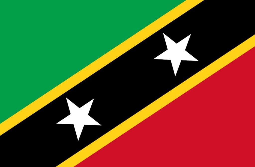 red, green, black, white, and gold flag.