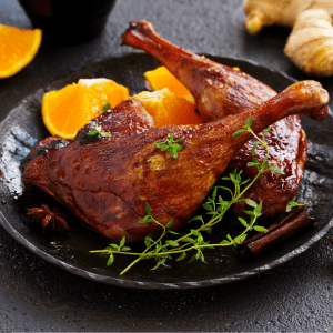 plate with braised duck