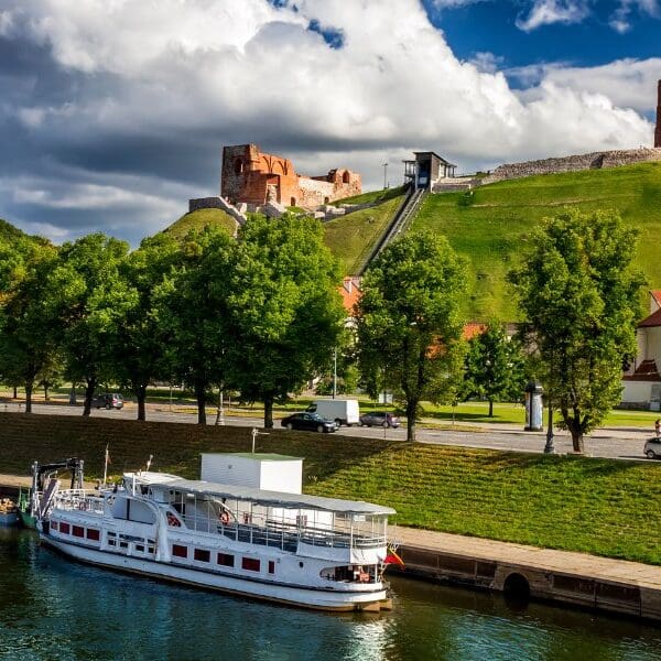 fortress on grassy hill in vilnius