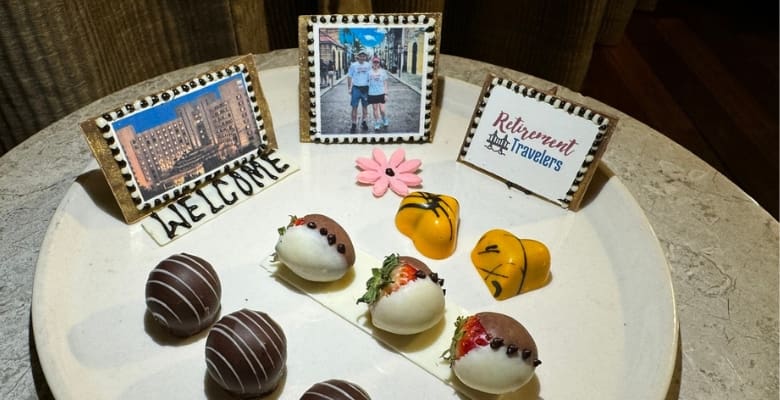 plate of chocolates at Hyatt Regency in Delhi