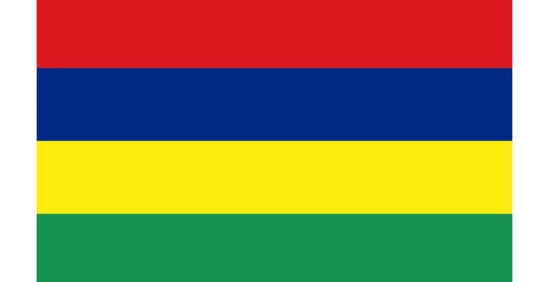 red, blue, yellow, and green flag of Mauritius