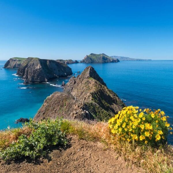 string of islands off the coast of california
