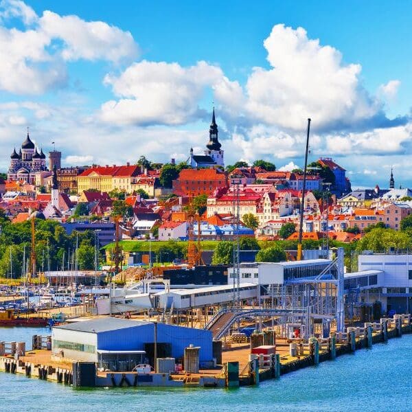 view of colorful buildings in Tallinn Estonia