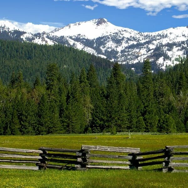 snow capped mountains and wilderness area in lassen volcanic national park