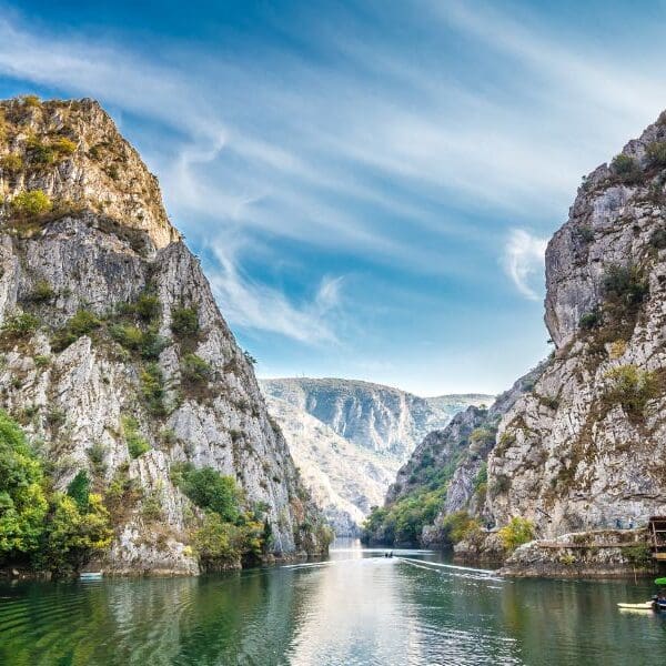 lake and mountains in north macedonia