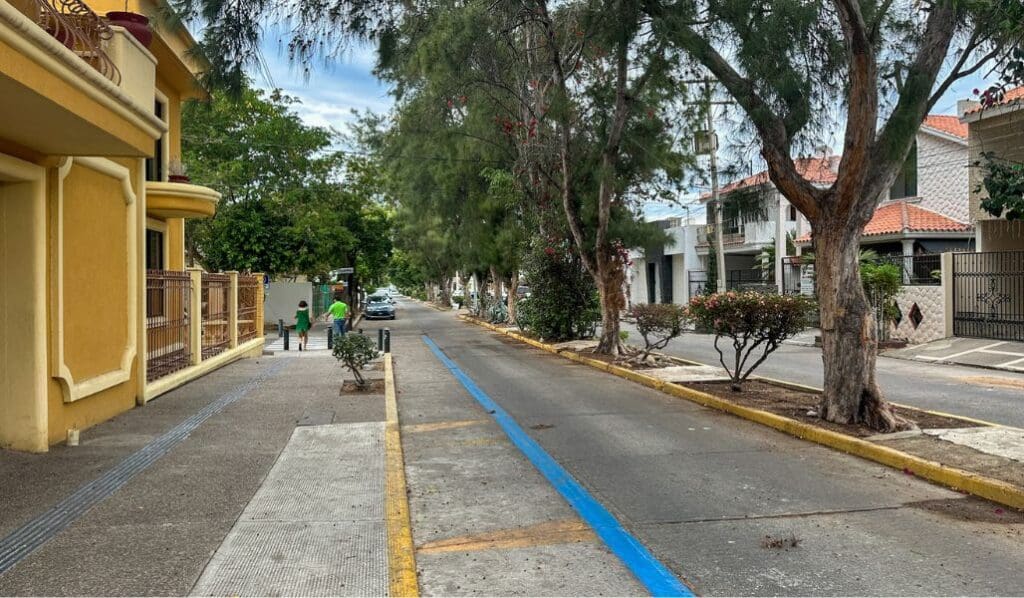 blue line on road from cruise ship to Old town